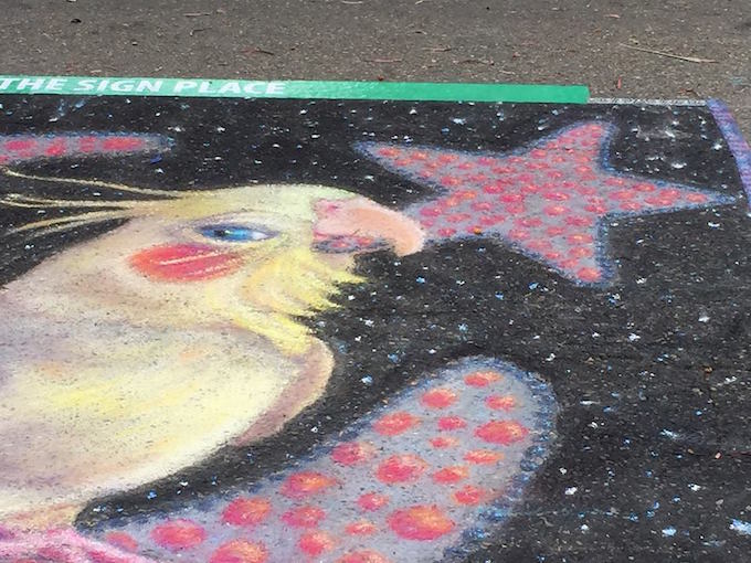 Total piece, 10'10', chalk on asphalt