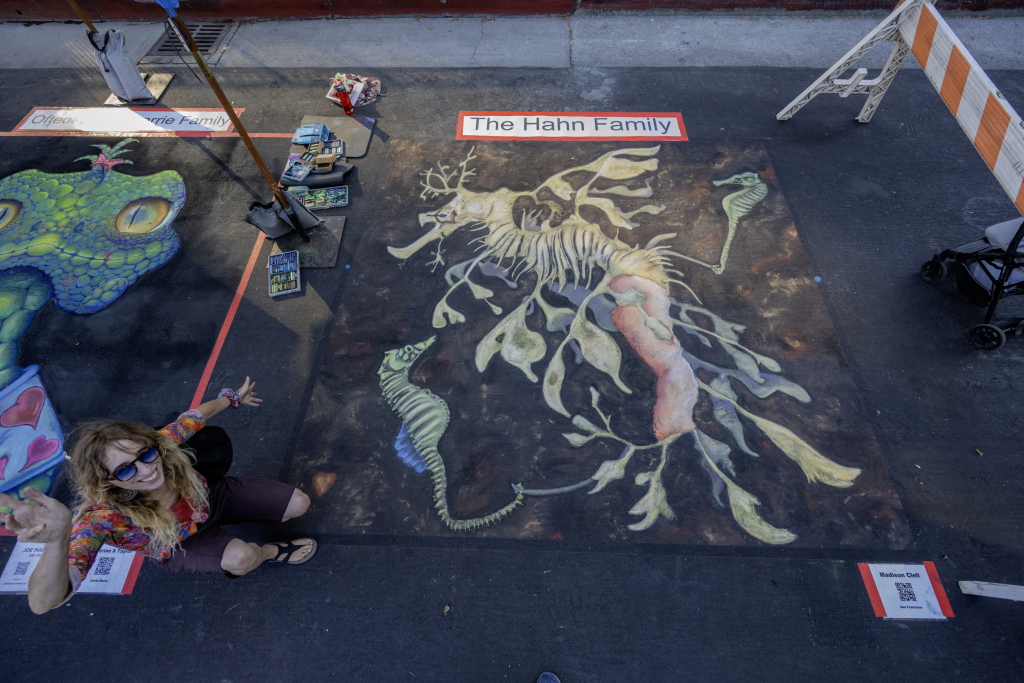 chalk on asphalt, 300 cm sq aka 10 ft sq